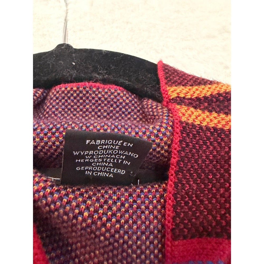 Tahari Red Plaid Mock Neck Sweater Womens Medium Tartan Knit Long Sleeve Top - Picture 5 of 7
